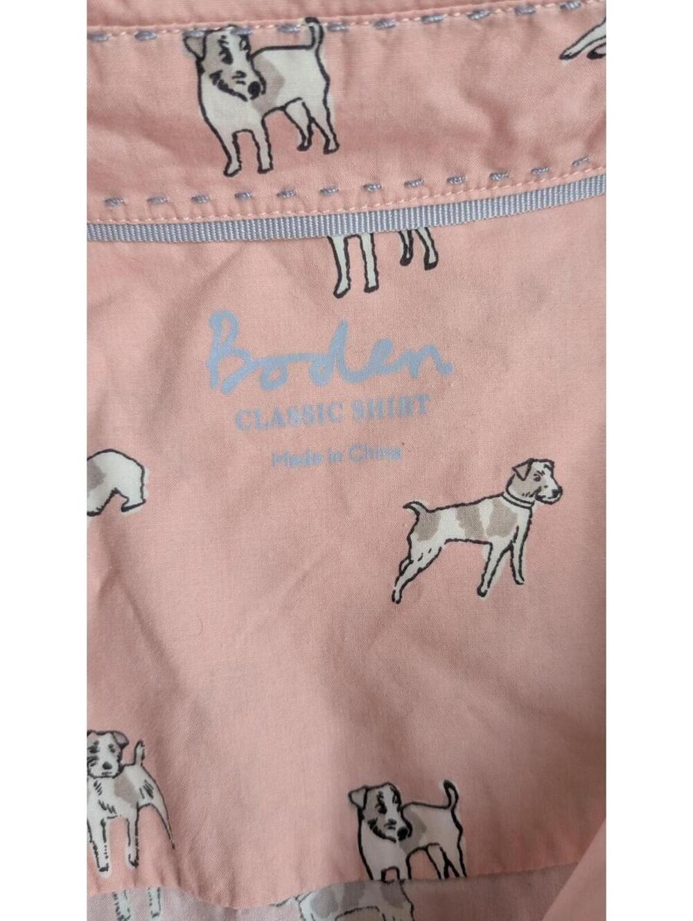 Boden Shirt Womens 10 Pink Dog Print Classic Button Up Long Sleeve Novelty - Picture 5 of 10